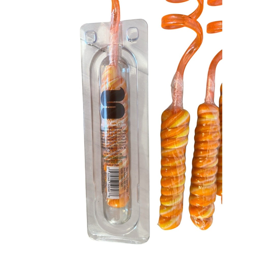 7 Eleven Slurpee Mandarin Orange Candy Twist Swirl Straws Set Of 4 - Picture 4 of 4